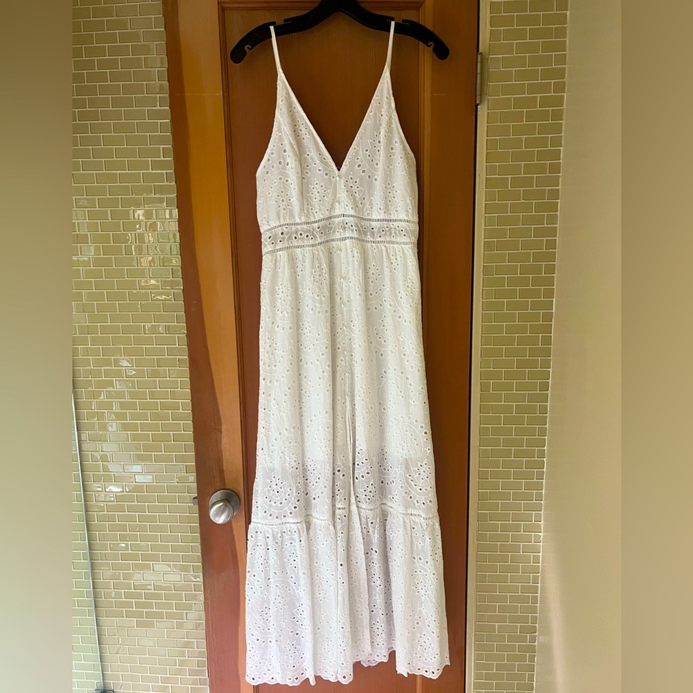White Eyelet Maxi Dress / Size L